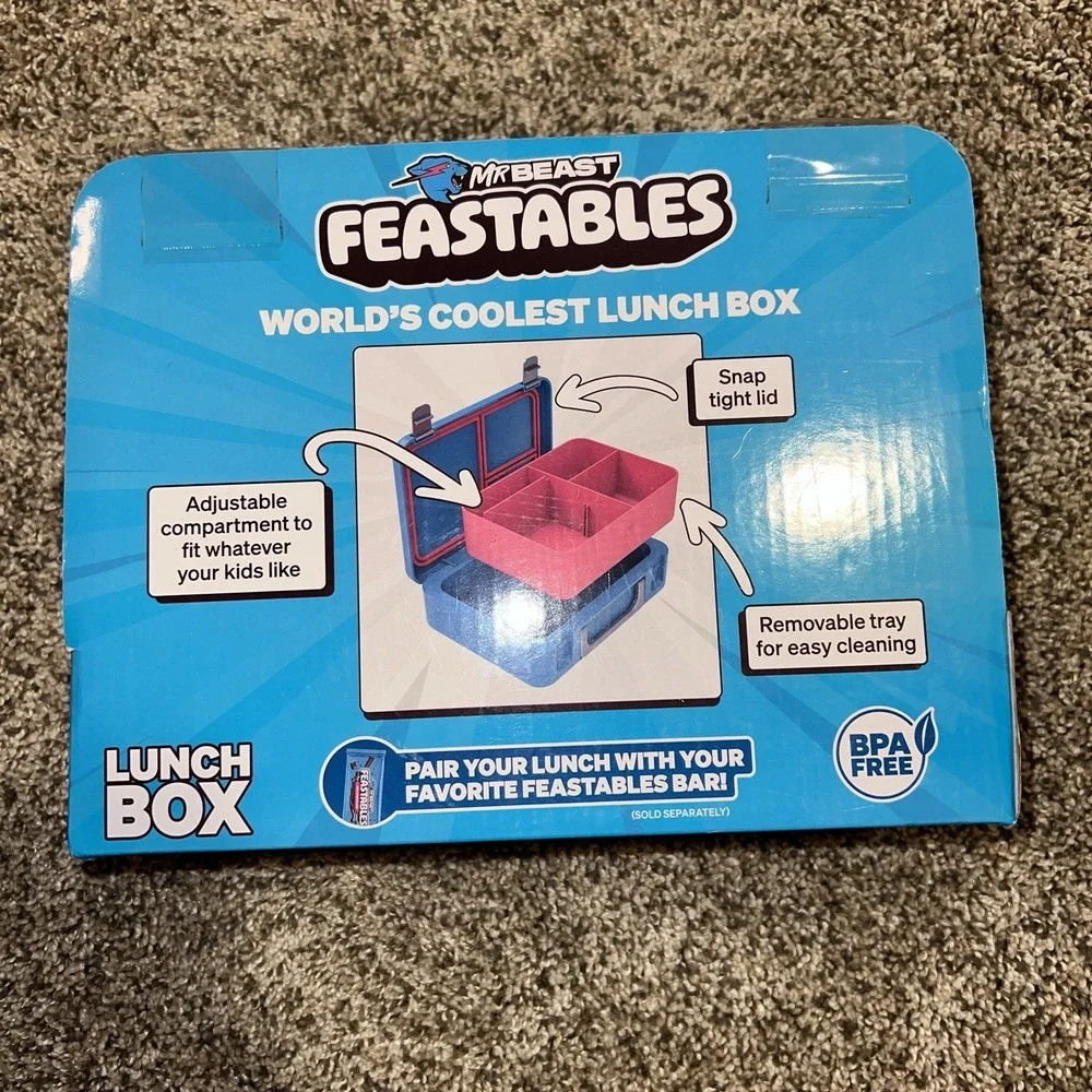 NEW‎ Mr Beast Feastables Worlds Coolest Lunch Box Blue/Pink